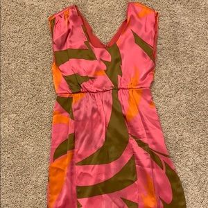 Pink silk dress.